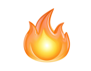 rurning fire 3D icon transparent background