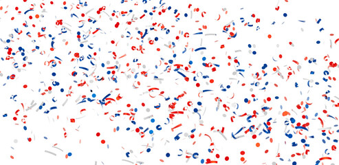 Festive confetti background with red, white, and blue. Perfect for celebrations and holidays.