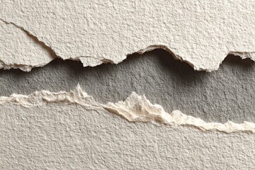 Ripped beige paper on gray background