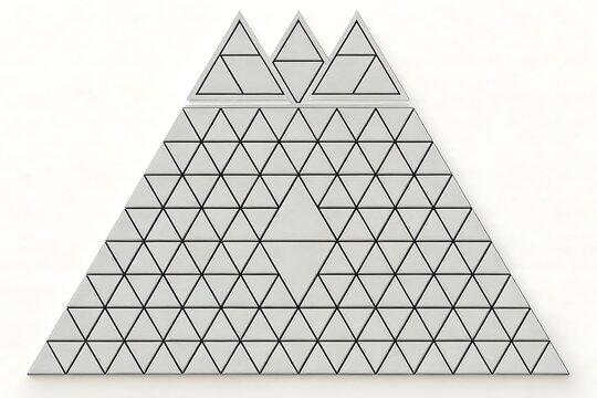 Geometric Arrangement of White Triangular Tiles Forming a Large Triangle Shape pattern