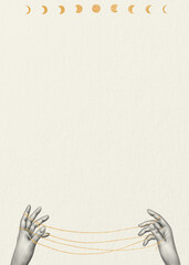 Hands illustration, moon cycle background