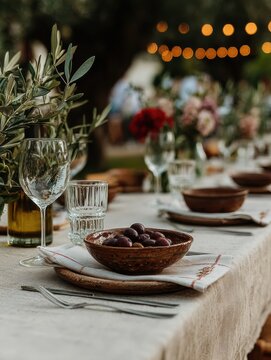 Rustic Italian still life with lemons, fruits and Mediterranean textures. Wooden tables, stone walls and authentic Italian kitchen atmosphere.