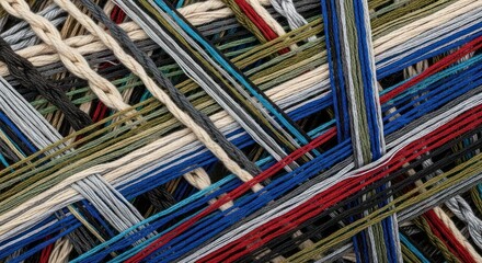 Texture of Colorful Thread Yarn Woven Together