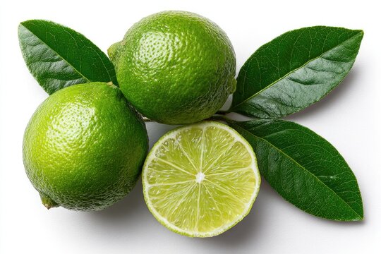 Fresh limes with leaves