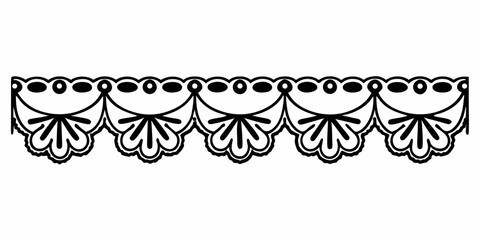 Illustration of a decorative lace border with floral and scalloped elements in a repeating pattern design
