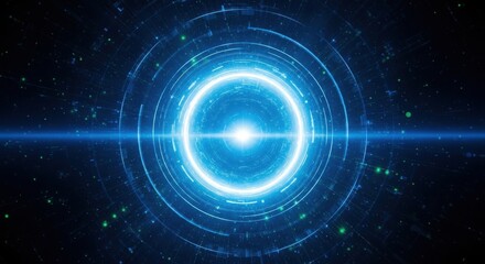 Fototapeta premium Abstract glowing blue portal or wormhole in deep space with light streaks