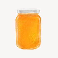 Orange jam jar, bread spread illustration