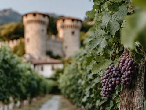 Traditional Italian architecture with historic villas, stone houses and courtyards. Scenic Tuscan landscapes with cypress trees, vineyards and rolling hills. Authentic Mediterranean travel atmosphere
