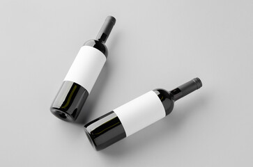 Red wine bottle mockup with blank label