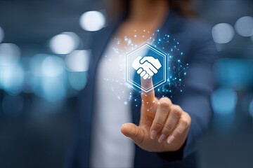 Digital Handshake - Symbol of Modern Business Agreement.