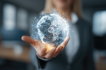 Digital Globe in Hand - Technology and Global Connectivity.