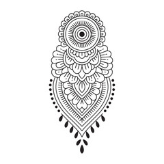 Black and white intricate mandala design with floral and geometric patterns vector