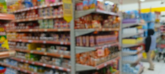 Blurred grocery store in the supermarket
