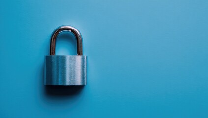 Silver Padlock on Blue - A Symbol of Digital Security.