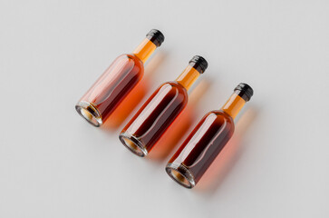Small rose wine bottle mockup. Bordeaux shape