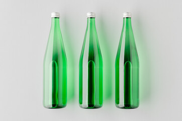 Green glass water bottle mockup