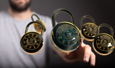 Image of combination locks representing data security and protection.