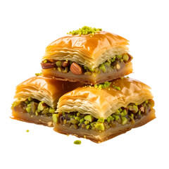 Delicious Stack of Baklava Pastries with Pistachios and Nuts A Sweet Indulgence