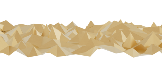 High-resolution image of an abstract gold geometric mountain range. Ideal for backgrounds, presentations, and modern designs.
