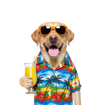 Dog with drink isolated on transparent background
