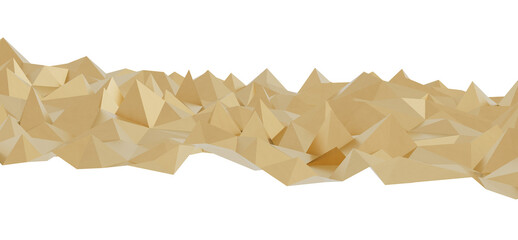 High-resolution image of an abstract gold geometric mountain range. Ideal for backgrounds, textures, and design projects.