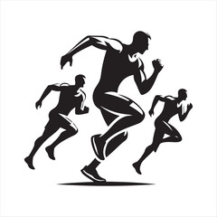Athletes in Action vector silhouette outline logo design concept illustration