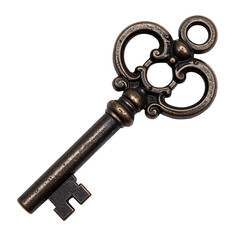 Vintage Antique Skeleton Key Isolated on Transparent Background