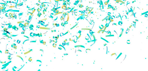 Obraz premium Download this free image of teal and gold confetti on white background. Perfect for party invitations, celebrations, and festive designs.