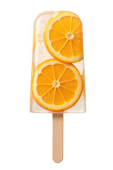 Refreshing orange popsicle with vibrant citrus slices, perfect for summer enjoyment and burst of flavor