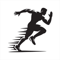 Athletes in Action vector silhouette outline logo design concept illustration