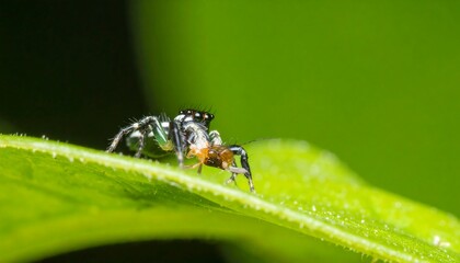 Naklejka premium Jumping spider on a leaf