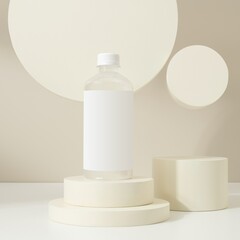 Water bottle with blank label, product branding design