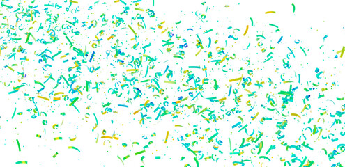 High-resolution image of colorful confetti falling on white background. Perfect for celebrations, parties, and festive designs.