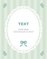Green cute lace background with stripes and leaves.