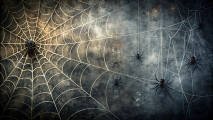 Grunge dark Halloween background with spider webs