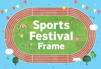 運動会フレーム水彩