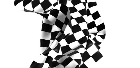 The checkered flag waves in the wind signifying the end of the race