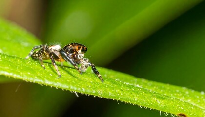Fototapeta premium Jumping spider on leaf (1)