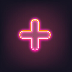 Obraz premium plus sign pink neon illustration