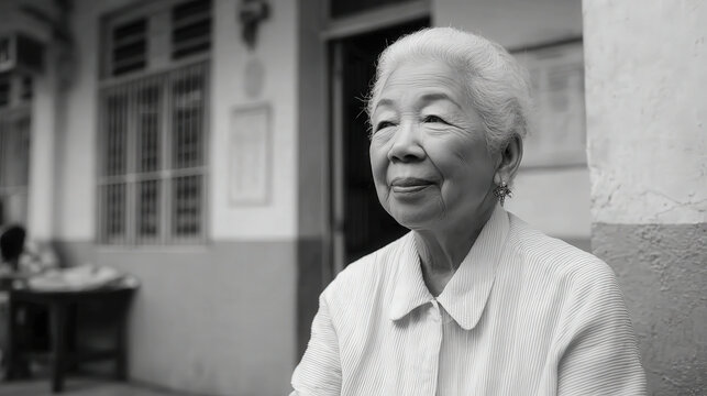 elderly woman softly stifling her tears against clean solid background conveys deep emotion