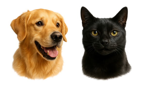Dog and cat displaying unique expressions.
