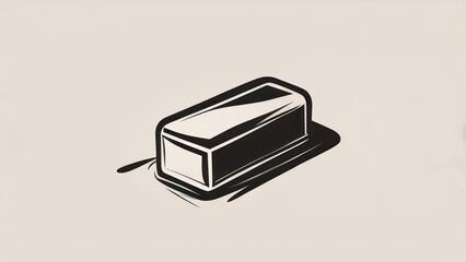 Minimalist Black and White Graphic of a Stylized Butter Stick on a Light Background