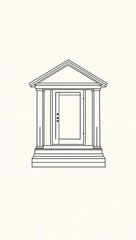 Minimalist porch flat design simple line drawing on plain cream background