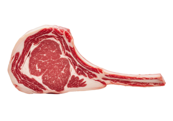 raw beef tomahawk steak isolated on transparent