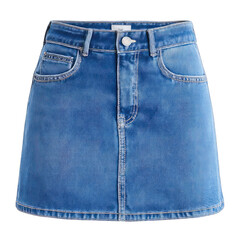Blue denim skirt with pockets and button closure, casual
