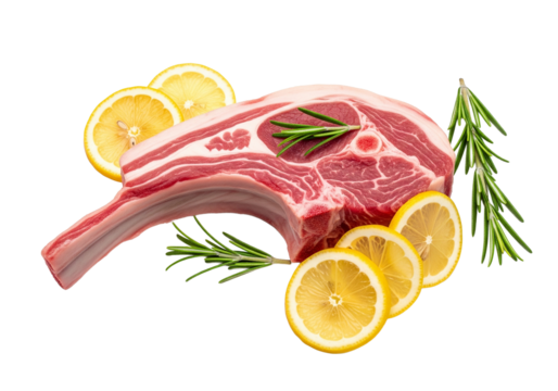 raw beef tomahawk steak isolated on transparent
