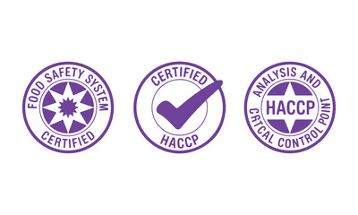 HACCP icon food safety system certified stamp vector isolated on white background.