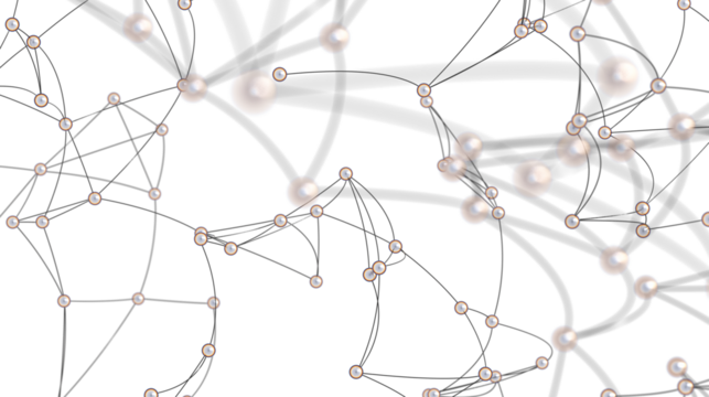 Stock photo of abstract network connection. Dots and lines illustrate complex relationships.