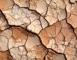 Arid Ground Surface with Intricate Cracks