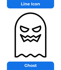 Scary Ghost Icon, Halloween Spooky Mascot, Isolated Vector Illustration